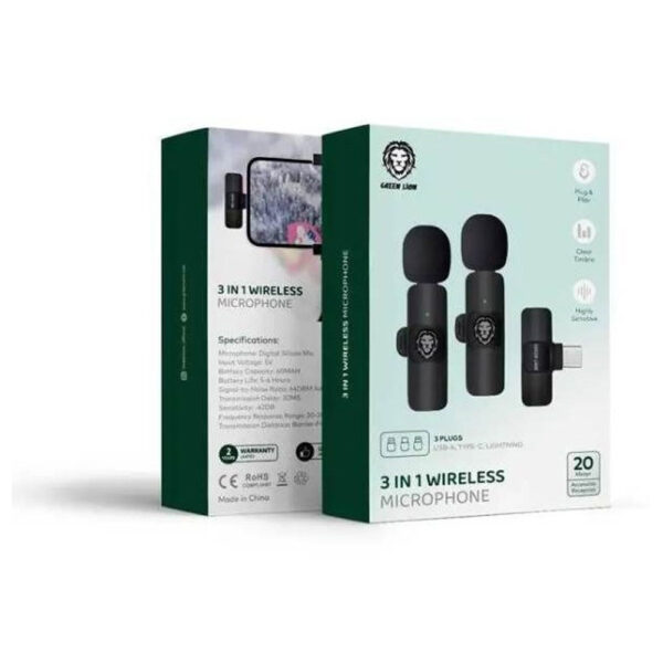 میکروفون بی سیم گرین لاین مدل  Green Lion 3in1 Wireless Microphone type-c