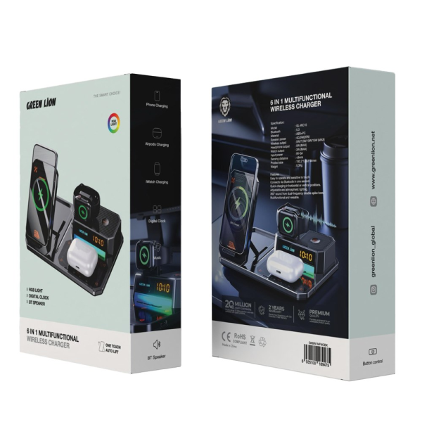 شارژر بی سیم چند منظوره 6 در 1 گرین 6in1 Multifunctional Wireless Charger